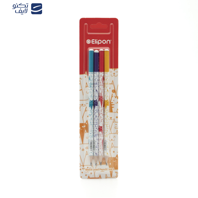 مداد مشکی الیپون طرح MISHA کد 8101140 بسته 4 عددی