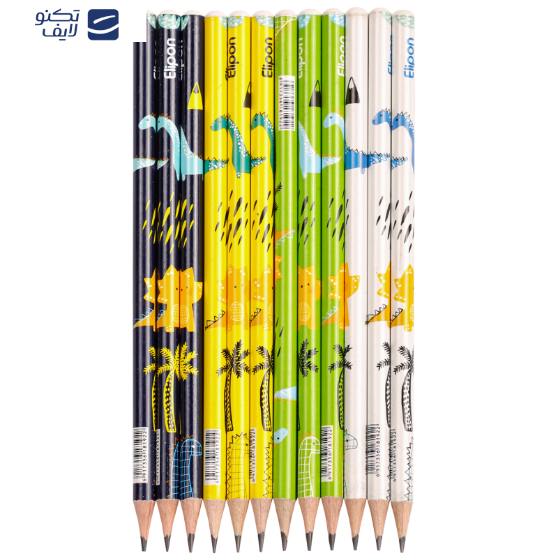 مداد مشکی الیپون مدل فانتزی گرد کد 8101312 بسته 12 عددی  مداد مشکی الیپون مدل فانتزی گرد کد 8101312 بسته 12 عددی