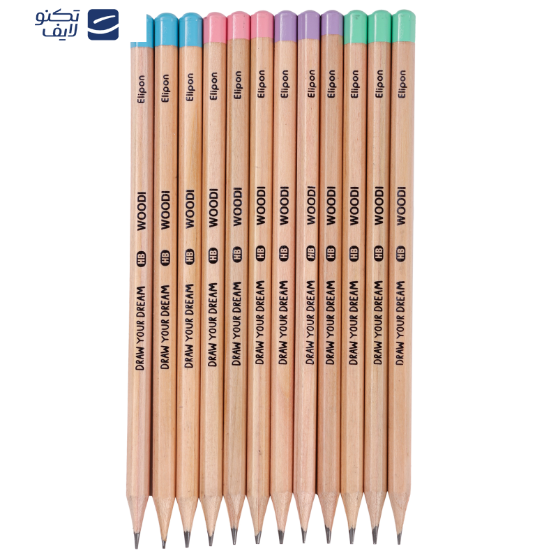 مداد مشکی الیپون مدل چوبی شش گوش کد 8110201 بسته 12 عددی مداد مشکی الیپون مدل چوبی شش گوش کد 8110201 بسته 12 عددی