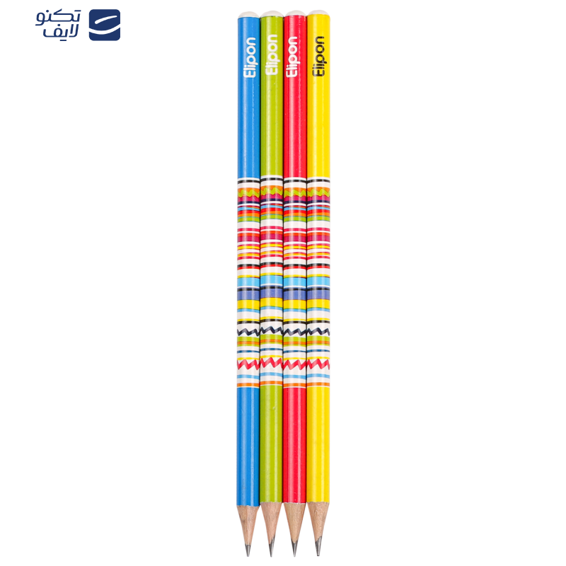 مداد مشکی الیپون مدل فانتزی گرد کد 8101540 بسته 4 عددی 