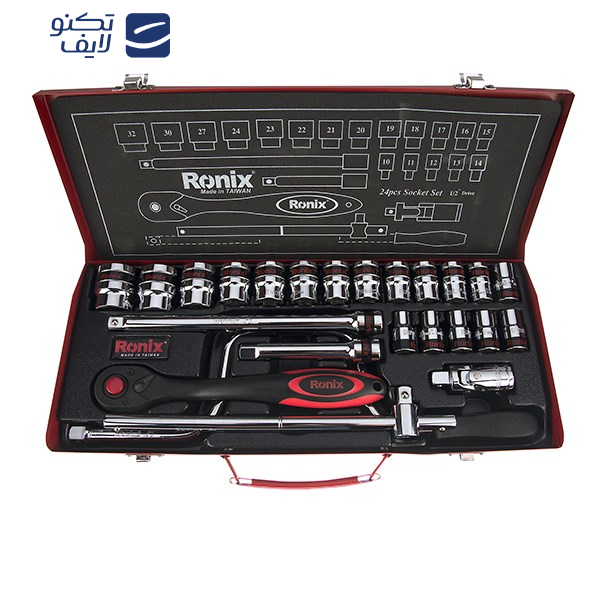 مجموعه 24 عددی آچار بکس رونیکس مدل RH-2624 با سری های شش گوشه مجموعه 24 عددی آچار بکس رونیکس مدل RH-2624 با سری های شش گوشه