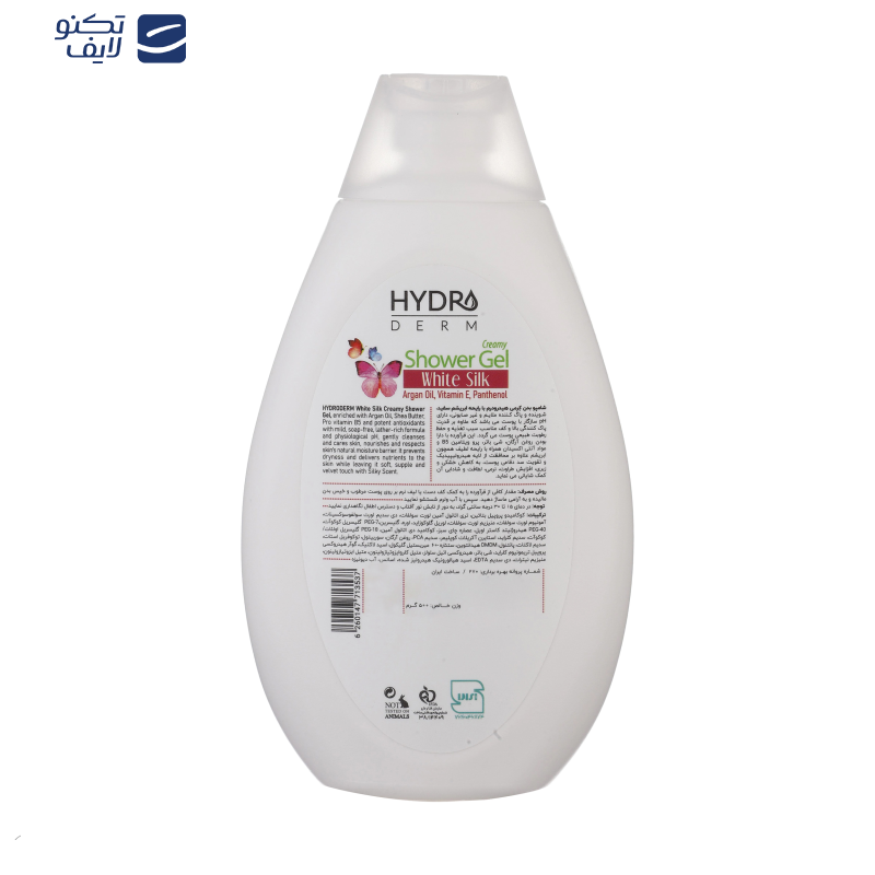شامپو بدن کرمی هیدرودرم مدل White Silk مناسب انواع پوست حجم 500 میلی لیتر شامپو بدن کرمی هیدرودرم مدل White Silk مناسب انواع پوست حجم 500 میلی لیتر