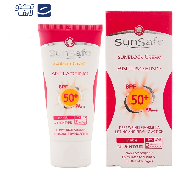 کرم ضد آفتاب بدون رنگ سان سیف spf 50 مدل ANTI AGEING مناسب برای انواع پوست حجم 50 میلی لیتر کرم ضد آفتاب بدون رنگ سان سیف spf 50 مدل ANTI AGEING مناسب برای انواع پوست حجم 50 میلی لیتر