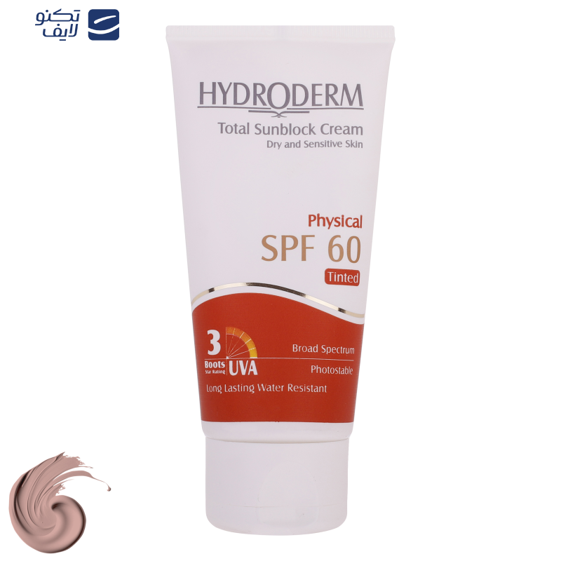 کرم ضدآفتاب رنگی هیدرودرم SPF60 مدل Phisical Tinted مناسب پوستهای حساس، حجم 50 میلیلیتر کرم ضدآفتاب رنگی هیدرودرم SPF60 مدل Phisical Tinted مناسب پوستهای حساس، حجم 50 میلیلیتر