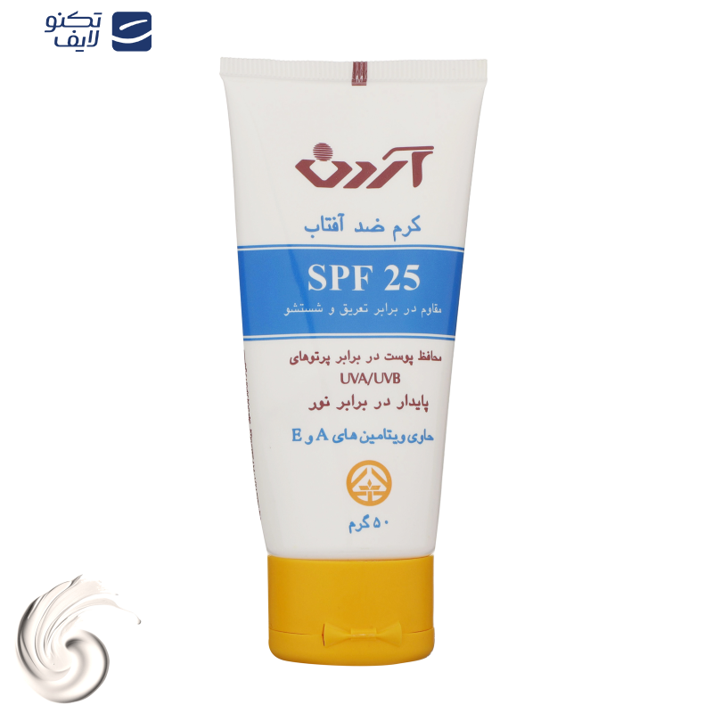 کرم ضدآفتاب بیرنگ آردن مدل SPF25 مناسب انواع پوست وزن 50 گرم کرم ضدآفتاب بیرنگ آردن مدل SPF25 مناسب انواع پوست وزن 50 گرم