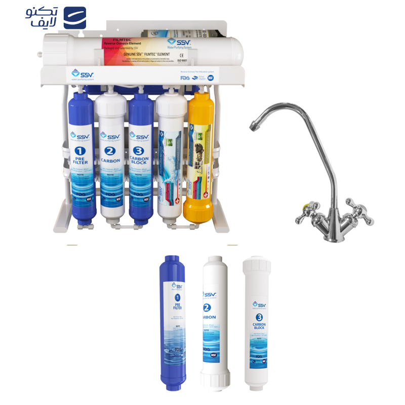 دستگاه تصفیه کننده آب اس اس وی مدل PureLine 2W X1000 به همراه شیر تصفیه آب و فیلتر تصفیه آب بسته 3 عددی