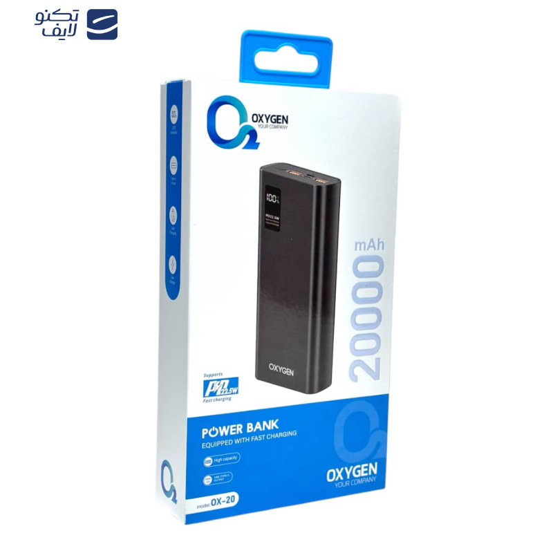 پاوربانک اکسیژن مدل OX-20 ظرفیت 20000 میلی آمپر ساعت پاوربانک اکسیژن مدل OX-20 ظرفیت 20000 میلی آمپر ساعت