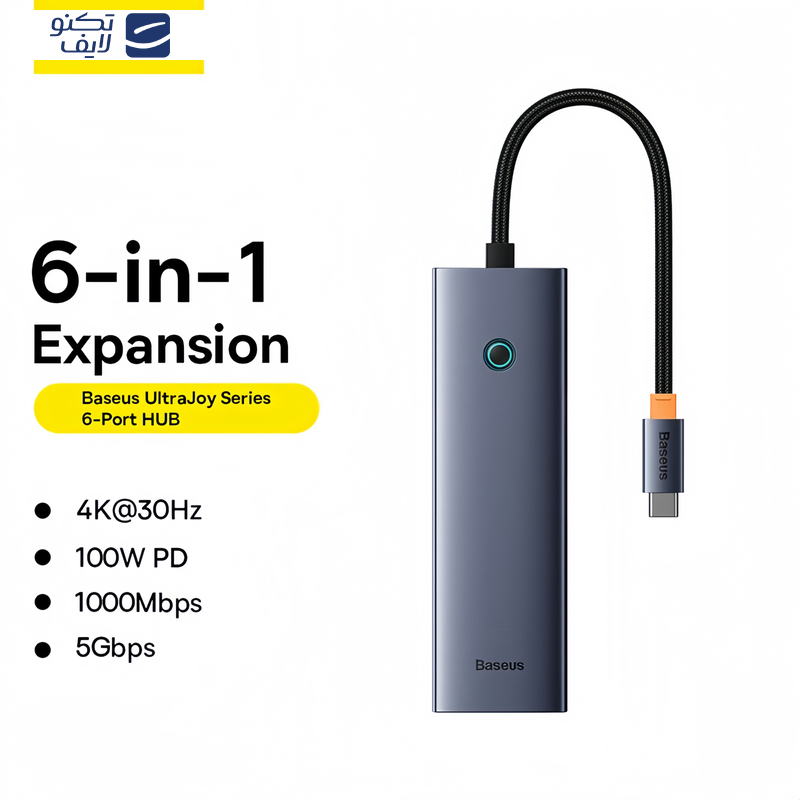 هاب 6 پورت USB-C بیسوس مدل BS-OH151 هاب 6 پورت USB-C بیسوس مدل BS-OH151