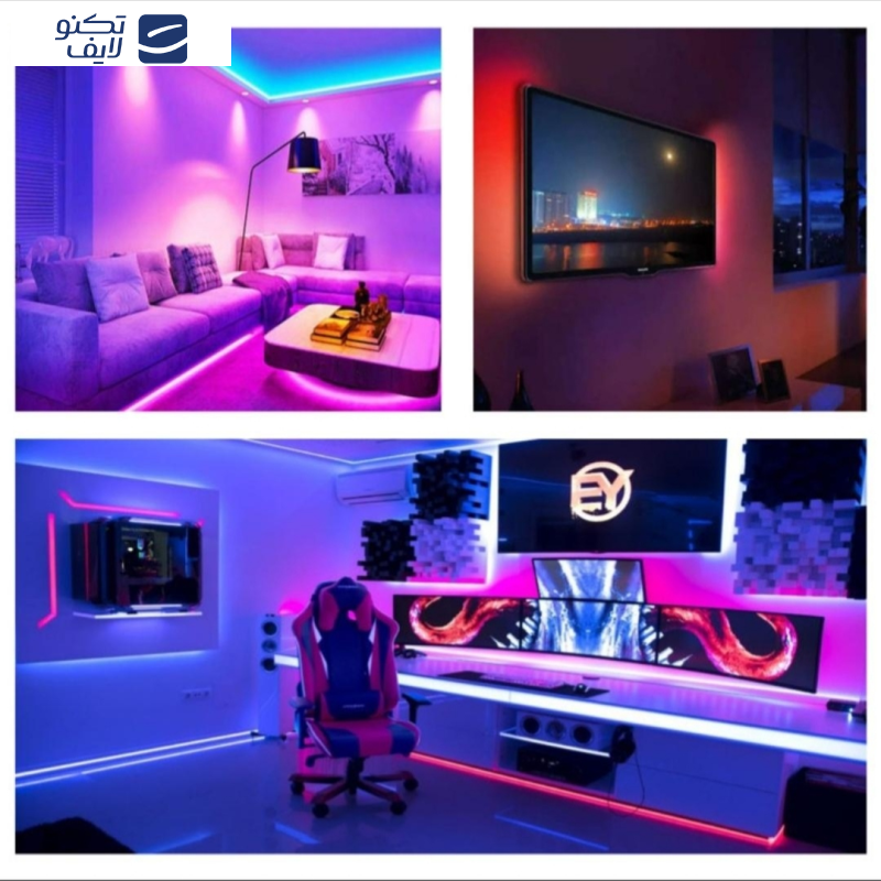 ریسه ال ای دی مدل پکیج گیمینگ 16 رنگ کد RGB 12v طول 5 متر