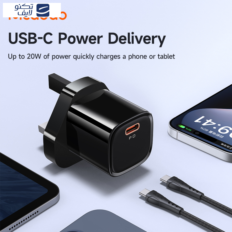 شارژر دیواری 20 وات مک دودو مدل PD Fast Charger به همرا کابل USB-C