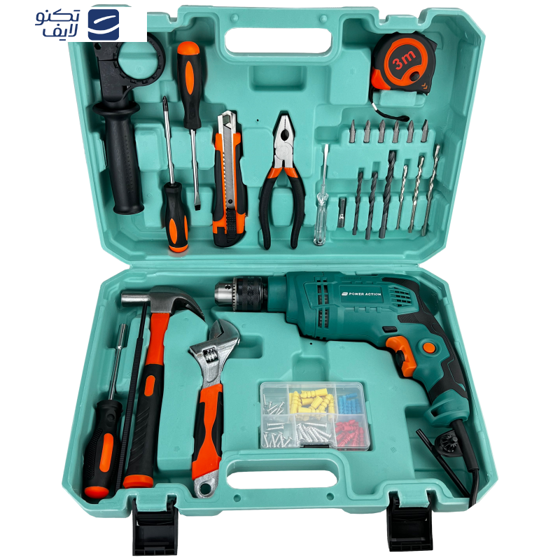 دریل چکشی پاور اکشن مدل ID 750-B مجموعه 28 عددی