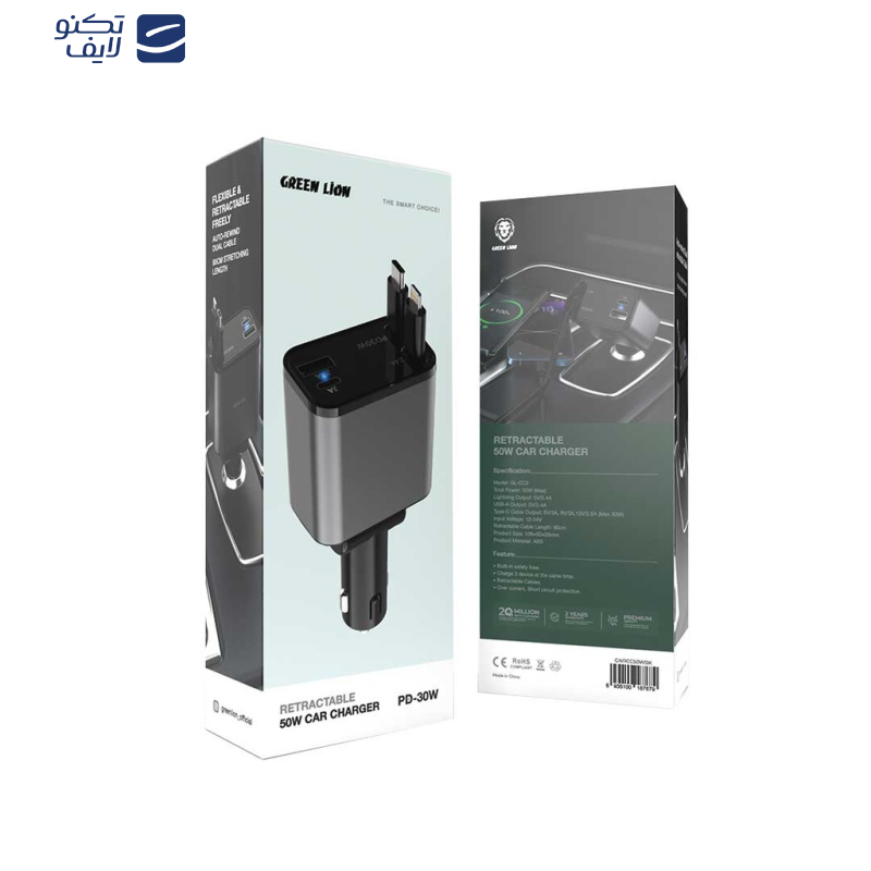 شارژر فندکی 50 وات گرین لاین مدل PD-30W