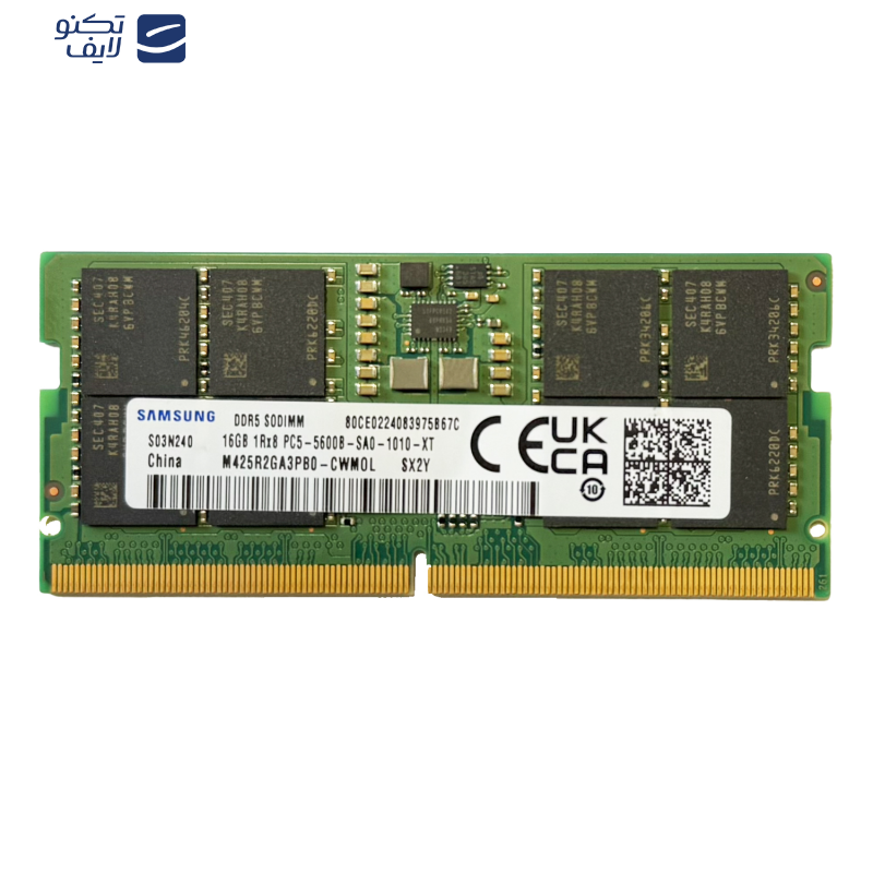 رم لپتاپ DDR5 تک کاناله 5600B مگاهرتز CL46 سامسونگ مدل 1Rx8 ظرفیت 16 گیگابایت رم لپتاپ DDR5 تک کاناله 5600B مگاهرتز CL46 سامسونگ مدل 1Rx8 ظرفیت 16 گیگابایت