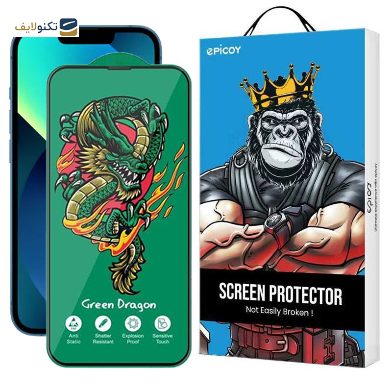 محافظ صفحه نمایش اپیکوی مدل Green Dragon ExplosionProof مناسب برای گوشی موبایل اپل iPhone 13 / 13 Pro/ 14 محافظ صفحه نمایش اپیکوی مدل Green Dragon ExplosionProof مناسب برای گوشی موبایل اپل iPhone 13 / 13 Pro/ 14