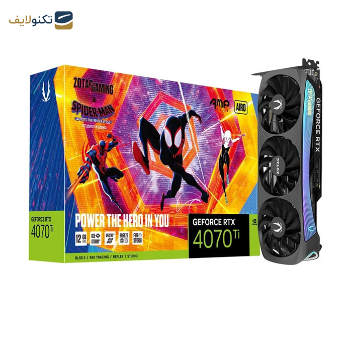 کارت گرافیک زوتک مدل  GeForce RTX 4070 TI AMP AIRO SPIDER-MAN 12GB کارت گرافیک زوتک مدل  GeForce RTX 4070 TI AMP AIRO SPIDER-MAN 12GB