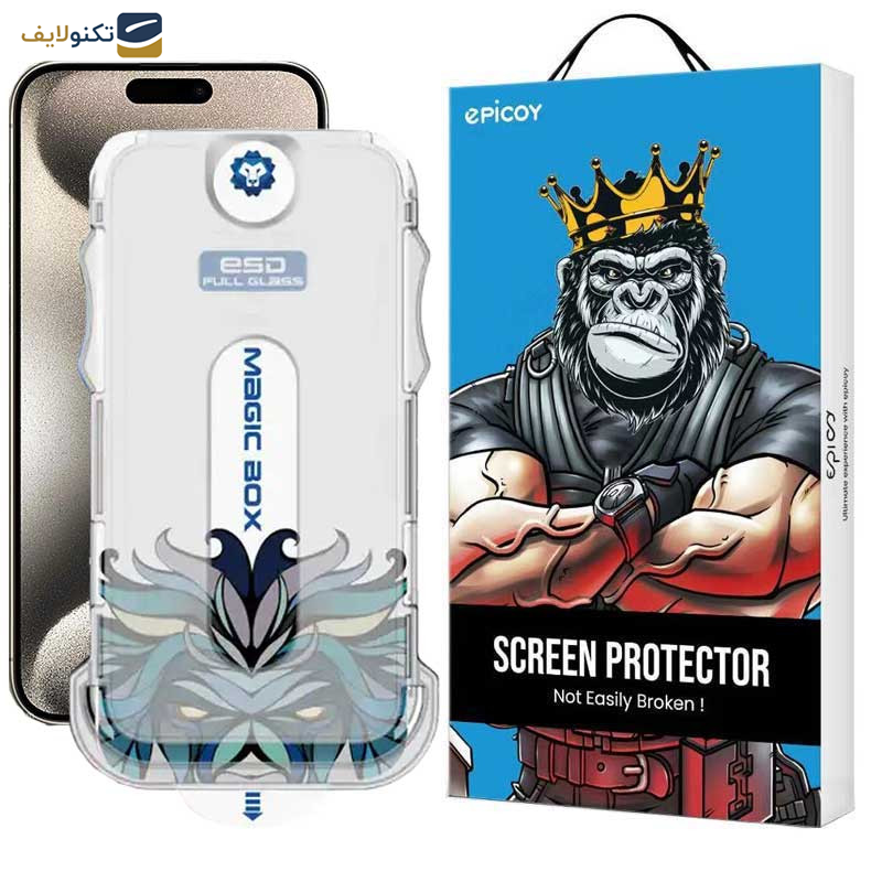 محافظ صفحه نمایش اپیکوی مدل Lion ESD Easy Install مناسب برای گوشی موبایل اپل iPhone 15 Pro Max به همراه کیت نصب محافظ صفحه نمایش اپیکوی مدل Lion ESD Easy Install مناسب برای گوشی موبایل اپل iPhone 15 Pro Max به همراه کیت نصب