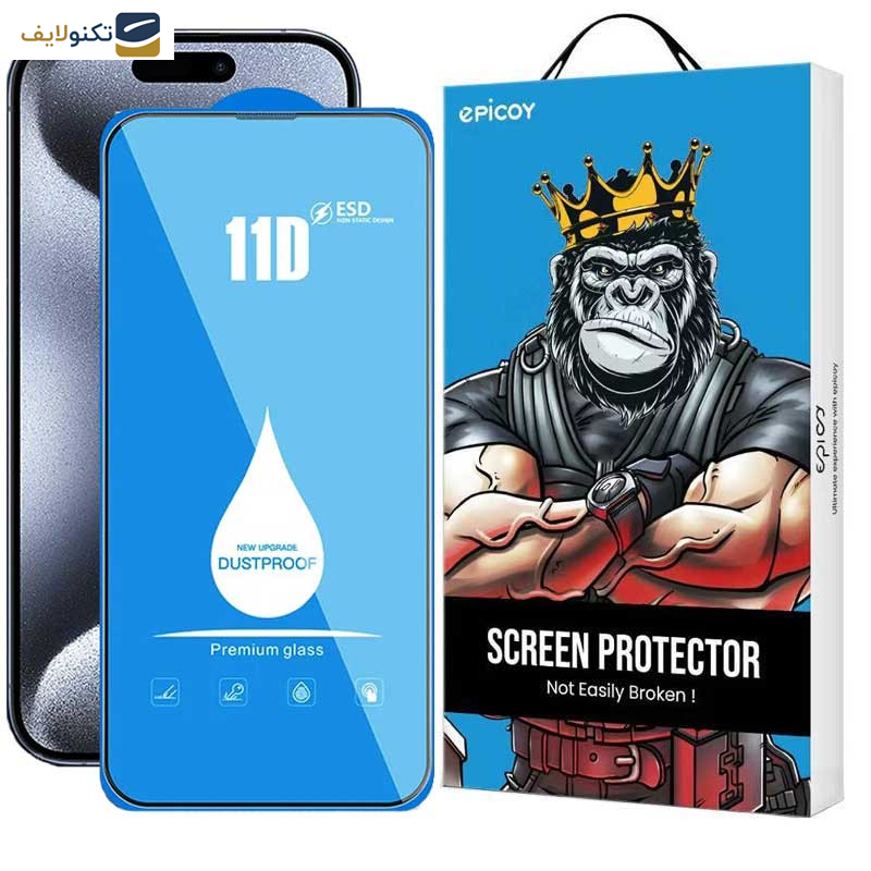 محافظ صفحه نمایش 11D اپیکوی مدل Blue ESD مناسب برای گوشی موبایل اپل iPhone 15 Pro Max محافظ صفحه نمایش 11D اپیکوی مدل Blue ESD مناسب برای گوشی موبایل اپل iPhone 15 Pro Max