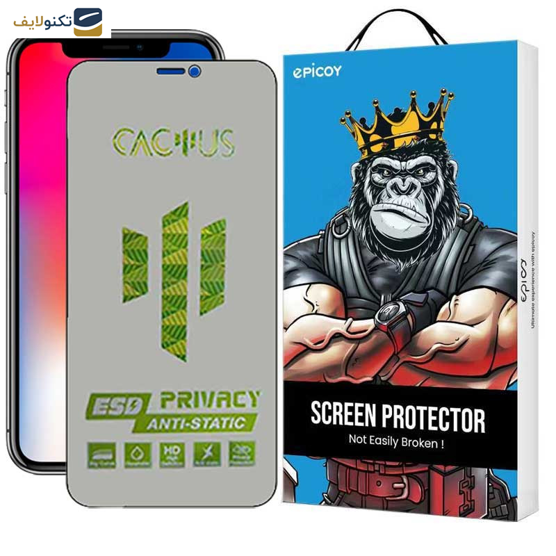 محافظ صفحه نمایش حریم شخصی اپیکوی مدل Cactus-ESD-Privacy مناسب برای گوشی موبایل اپل iPhone Xs/ X  محافظ صفحه نمایش حریم شخصی اپیکوی مدل Cactus-ESD-Privacy مناسب برای گوشی موبایل اپل iPhone Xs/ X
