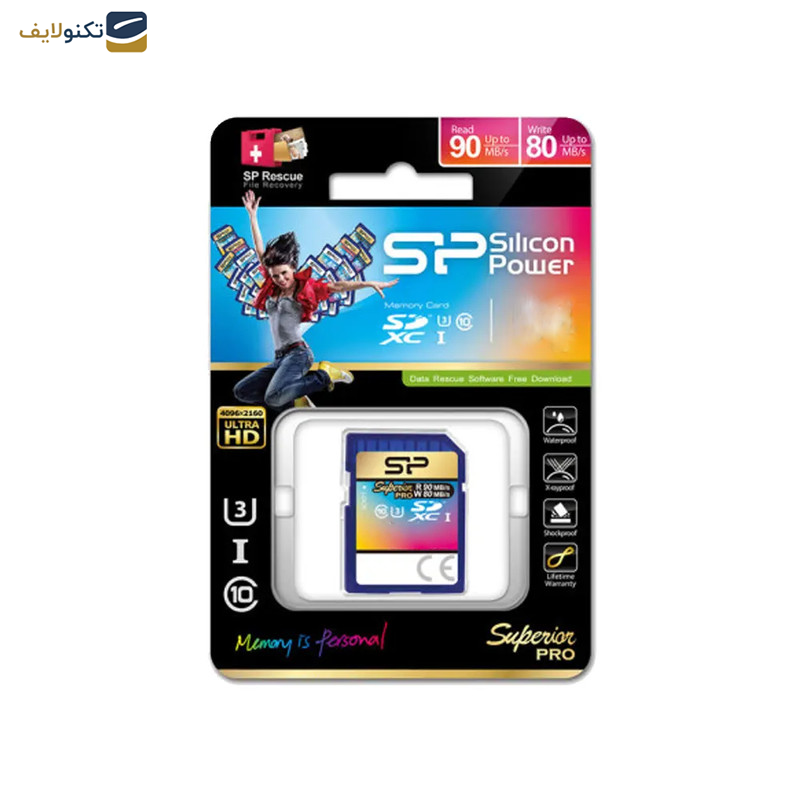 کارت حافظه SDXC سیلیکون پاور مدل Superior Pro کلاس 10 استاندارد UHS-I U3 سرعت 90MBps ظرفیت 128 گیگابایت کارت حافظه SDXC سیلیکون پاور مدل Superior Pro کلاس 10 استاندارد UHS-I U3 سرعت 90MBps ظرفیت 128 گیگابایت