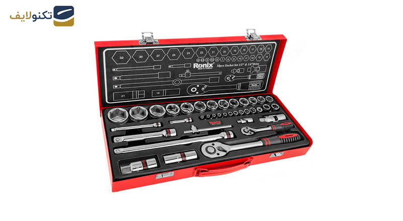 جعبه بکس 38 پارچه رونیکس مدل RH-2638 سایز 1/2 -1/4 اینچ جعبه بکس 38 پارچه رونیکس مدل RH-2638 سایز 1/2 -1/4 اینچ