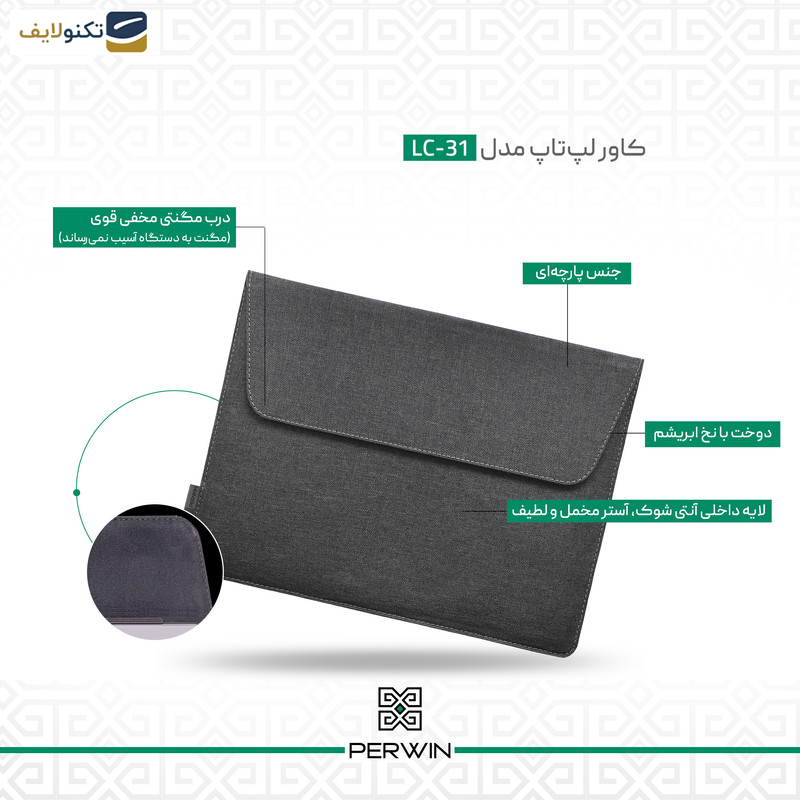 کاور لپ تاپ پر وین مدل LC-31 مناسب برای لپ تاپ تا 13 اینچی کاور لپ تاپ پر وین مدل LC-31 مناسب برای لپ تاپ تا 13 اینچی