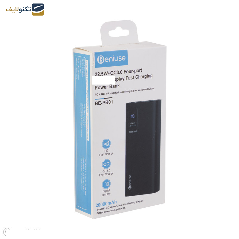 پاوربانک بنیوس مدل BE-PB01 ظرفیت 20000 میلی آمپر ساعت پاوربانک بنیوس مدل BE-PB01 ظرفیت 20000 میلی آمپر ساعت