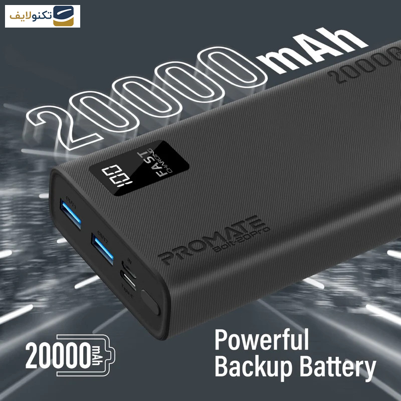 پاوربانک پرومیت مدل BOLT-20PRO.BLACK ظرفیت 20000 میلی آمپر ساعت پاوربانک پرومیت مدل BOLT-20PRO.BLACK ظرفیت 20000 میلی آمپر ساعت