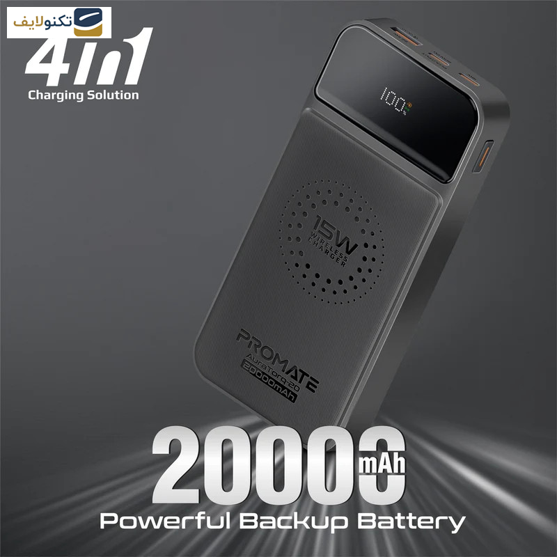 پاوربانک بی سیم پرومیت مدل AURATORQ-20.به ظرفیت 20000 میلی آمپر ساعت پاوربانک بی سیم پرومیت مدل AURATORQ-20.به ظرفیت 20000 میلی آمپر ساعت