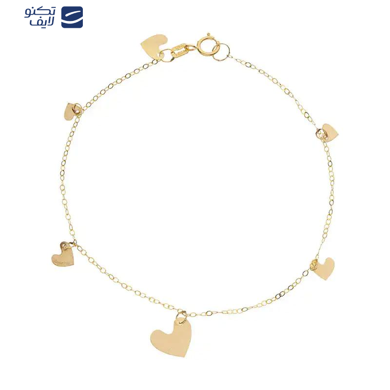 دستبند زنجیری طلا 18عیار  طرح قلب پولکی دستبند زنجیری طلا 18عیار  طرح قلب پولکی