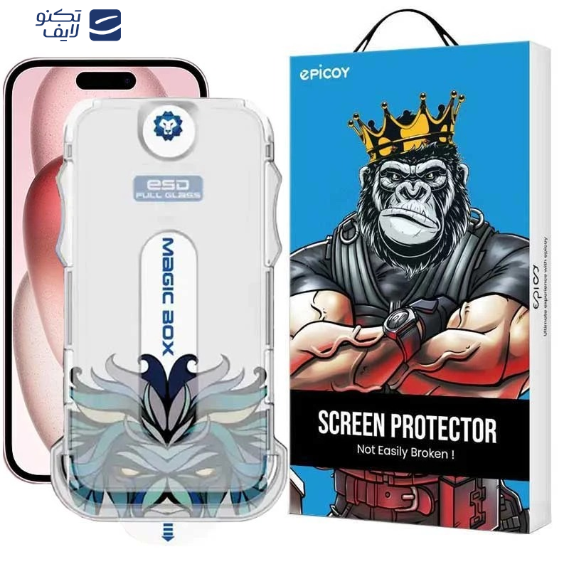 محافظ صفحه نمایش اپیکوی مدل Lion ESD Easy Install مناسب برای گوشی موبایل اپل iPhone 16 / iPhone 15 به همراه کیت نصب محافظ صفحه نمایش اپیکوی مدل Lion ESD Easy Install مناسب برای گوشی موبایل اپل iPhone 16 / iPhone 15 به همراه کیت نصب