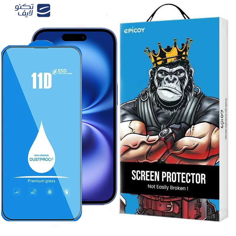 محافظ صفحه نمایش 11D اپیکوی مدل Blue ESD مناسب برای گوشی موبایل اپل iPhone 16 محافظ صفحه نمایش 11D اپیکوی مدل Blue ESD مناسب برای گوشی موبایل اپل iPhone 16