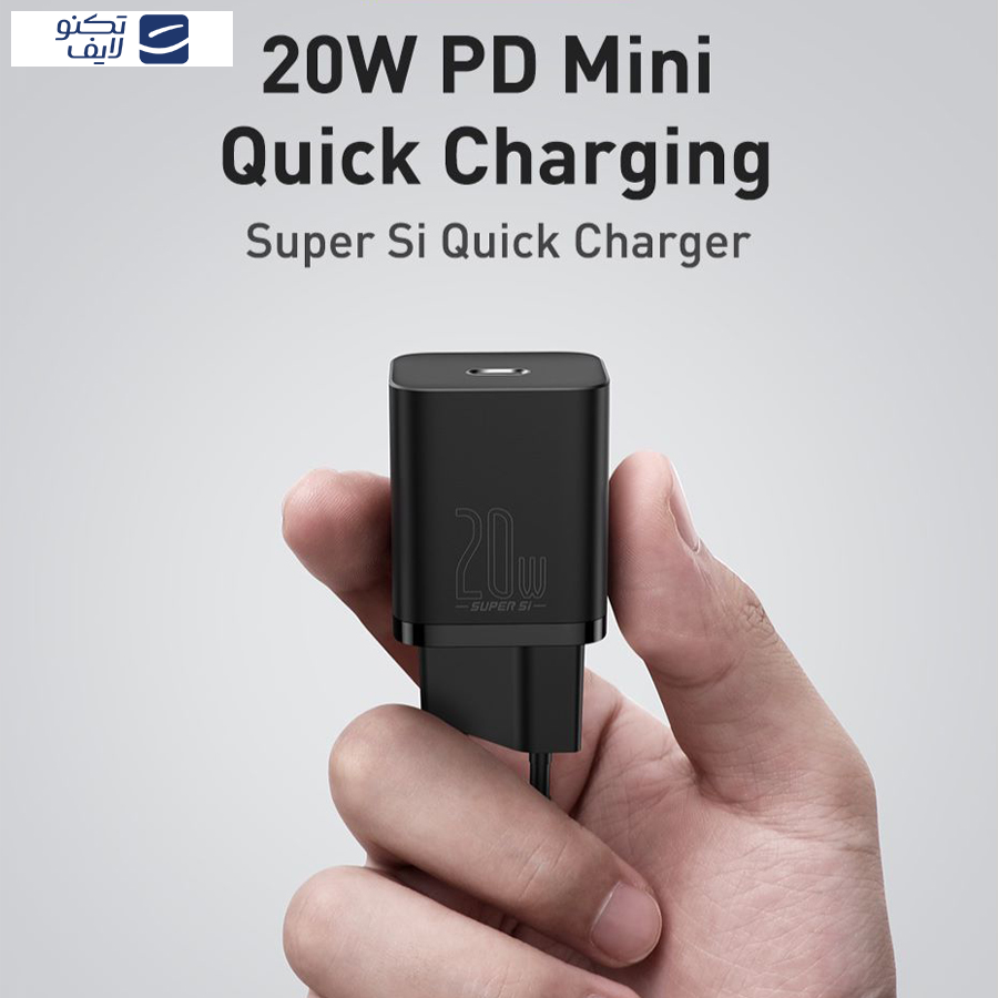 شارژر دیواری باسئوس  مدل Super Si 20W به همراه کابل تبدیل لایتنینگ شارژر دیواری باسئوس  مدل Super Si 20W به همراه کابل تبدیل لایتنینگ