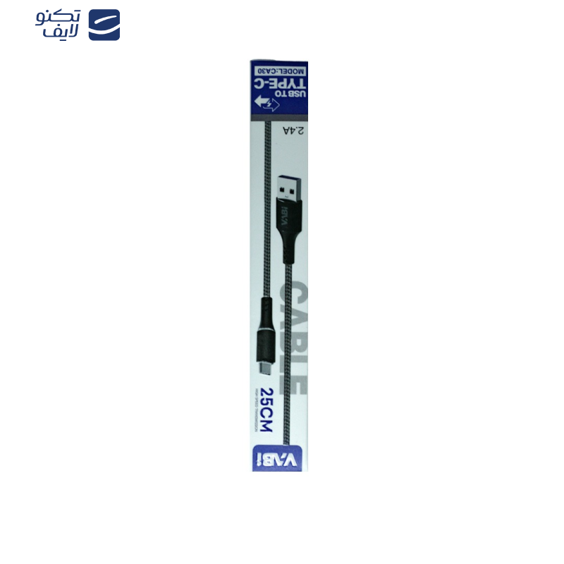 کابل تبدیل USB به USB-C وابی مدل Ca30 طول 0.25 متر کابل تبدیل USB به USB-C وابی مدل Ca30 طول 0.25 متر