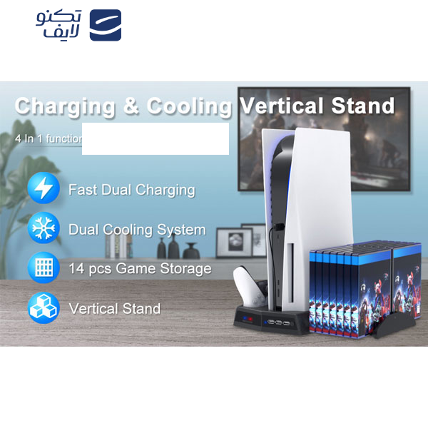 پایه شارژر و فن خنک کننده پلی استیشن 5 مدل P5-010-2 پایه شارژر و فن خنک کننده پلی استیشن 5 مدل P5-010-2