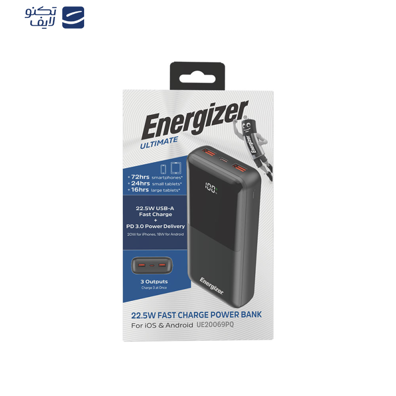 پاوربانک انرجایزر مدل UE20069PQ ظرفیت 20000 میلی آمپرساعت پاوربانک انرجایزر مدل UE20069PQ ظرفیت 20000 میلی آمپرساعت