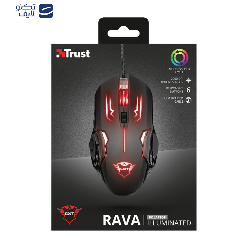 ماوس مخصوص بازی تراست مدل GXT 108 Rava illuminated ماوس مخصوص بازی تراست مدل GXT 108 Rava illuminated