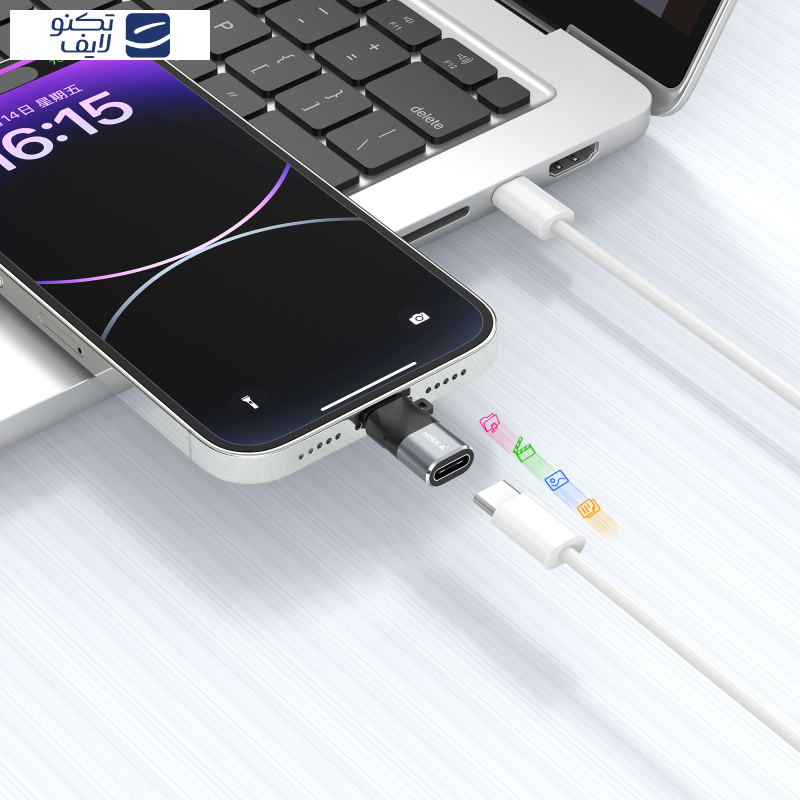 مبدل OTG USB-C به لایتنینگ هیسکا مدل H7 مبدل OTG USB-C به لایتنینگ هیسکا مدل H7