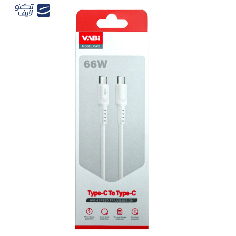 کابل تبدیل USB-C به USB-C وابی مدل ca12 طول 1 متر کابل تبدیل USB-C به USB-C وابی مدل ca12 طول 1 متر