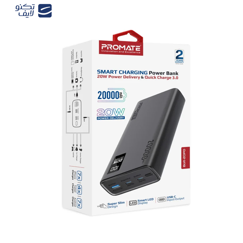 پاوربانک پرومیت مدل BOLT-20PD ظرفیت 20000 میلی آمپر ساعت پاوربانک پرومیت مدل BOLT-20PD ظرفیت 20000 میلی آمپر ساعت