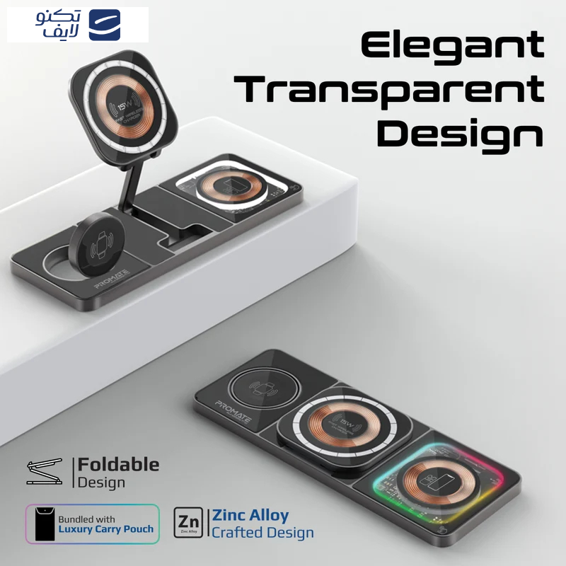 شارژر بی سیم پرومیت مدل AURASLATE-TRIO شارژر بی سیم پرومیت مدل AURASLATE-TRIO