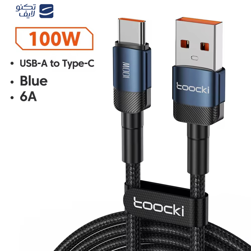 کابل تبدیل USB به USB-C توکی مدل 100W TQ-X12 طول 2 متر کابل تبدیل USB به USB-C توکی مدل 100W TQ-X12 طول 2 متر