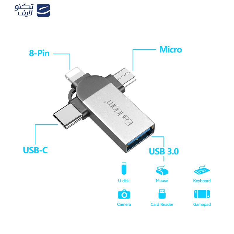 مبدل USB OTG به microUSB / لایتنینگ / USB-C ارلدام مدل ET-OT93 مبدل USB OTG به microUSB / لایتنینگ / USB-C ارلدام مدل ET-OT93