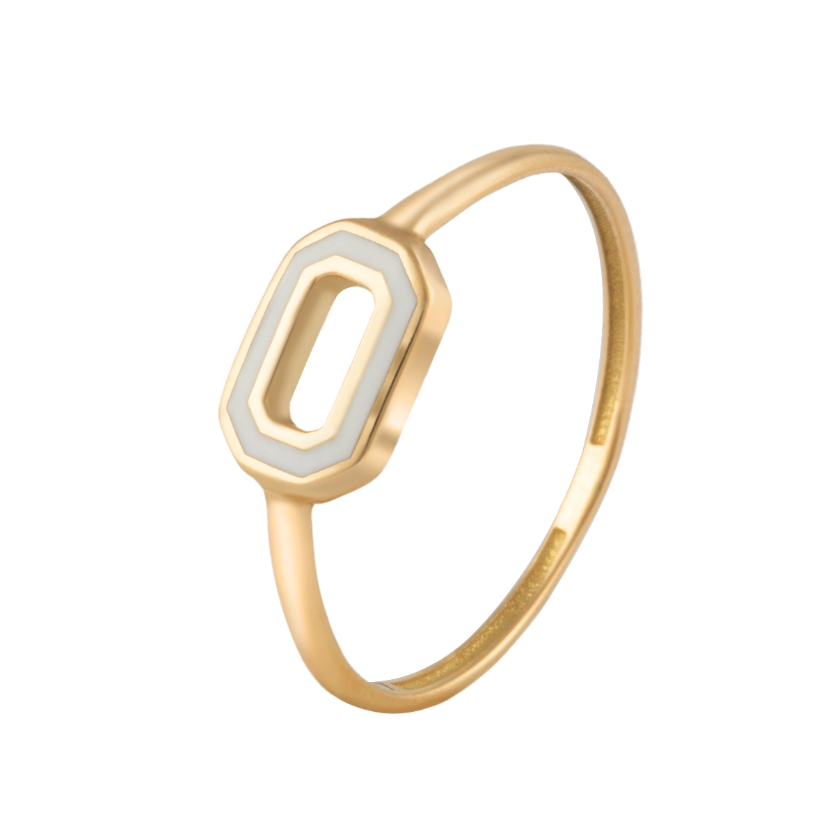 انگشتر طلای زنانه 18 عیار بان گالری مدل باگت سفید