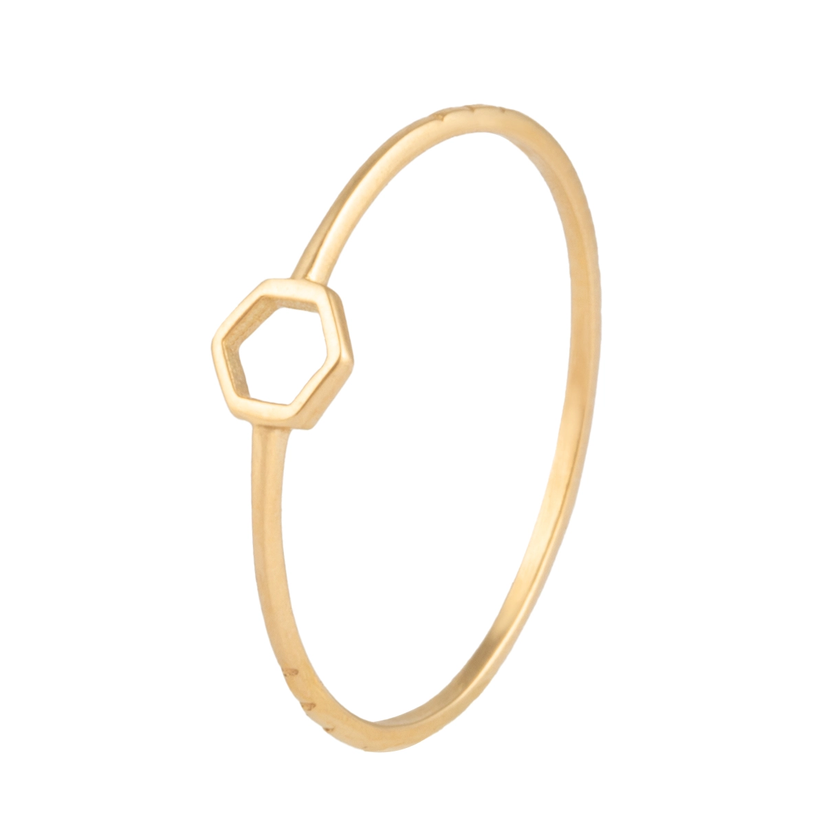 انگشتر طلای زنانه 18 عیار بان گالری مدل هگزا توخالی سه خط