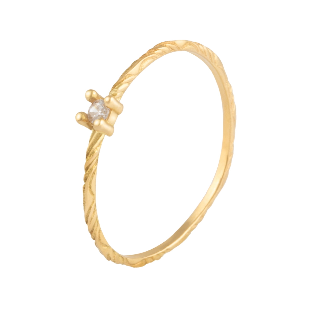 انگشتر طلای زنانه 18 عیار بان گالری مدل سولیتر هاشور سفید انگشتر طلای زنانه 18 عیار بان گالری مدل سولیتر هاشور سفید