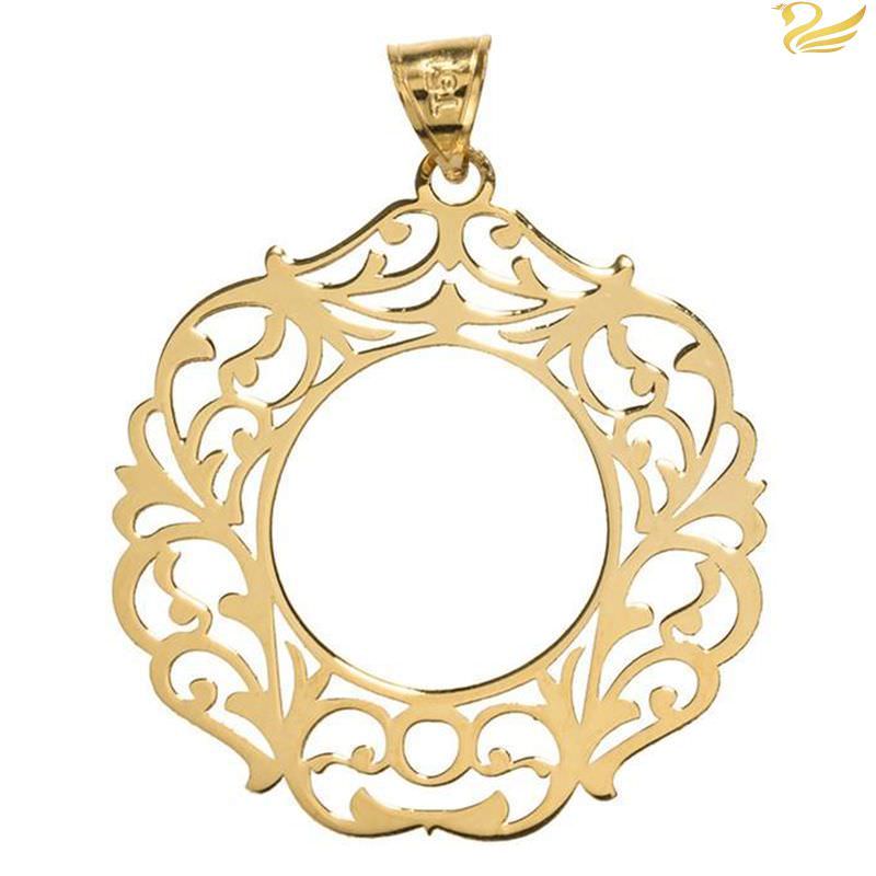 پلاک طلا 18 عیار زنانه طرح اسلیمی قاب پلاک طلا 18 عیار زنانه طرح اسلیمی قاب