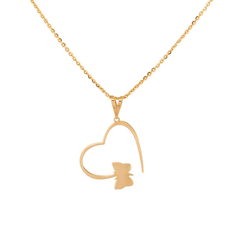 گردنبند طلا زنانه طلا 18عیار طرح پروانه و قلب