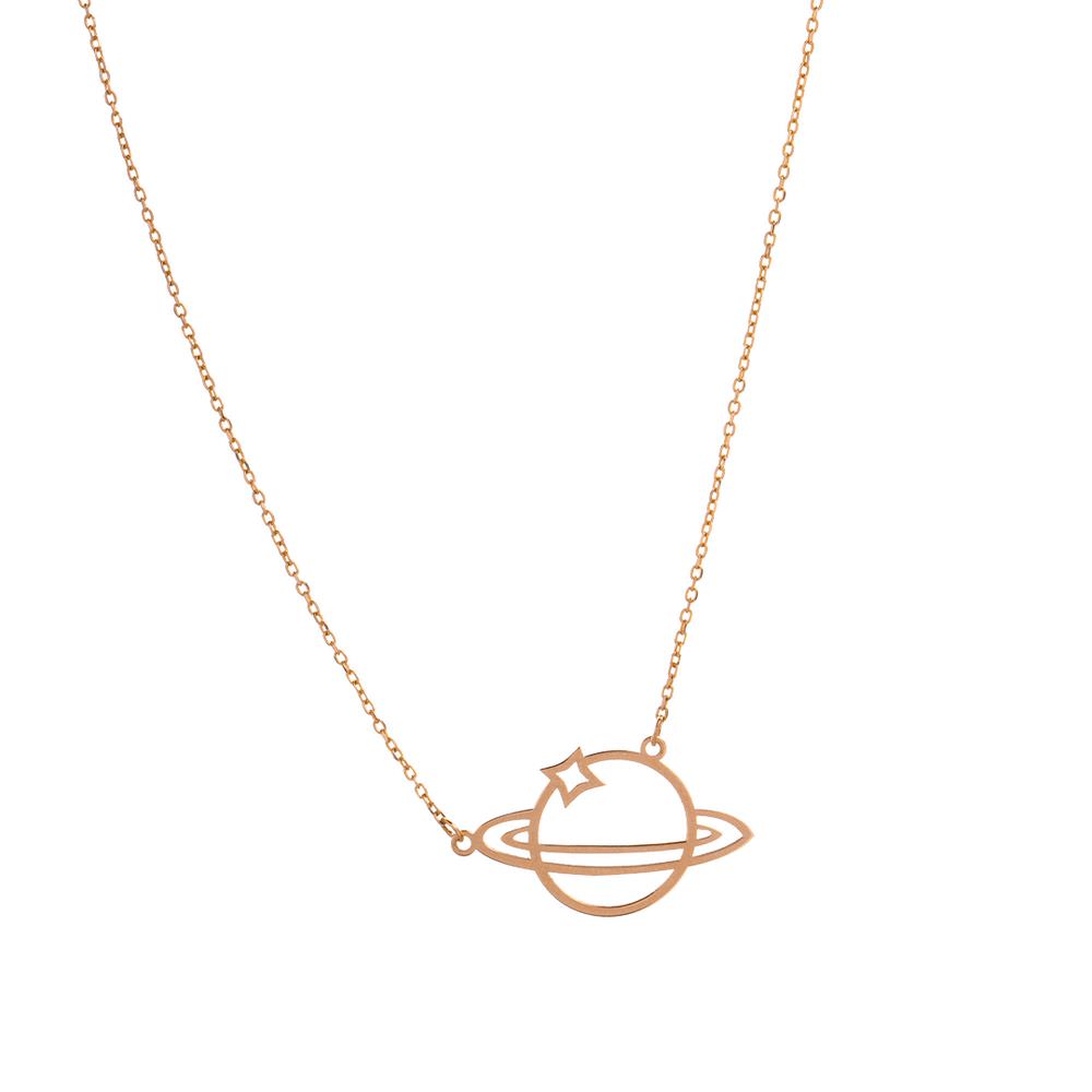 گردنبند طلا 18عیار طرح زحل و ستاره