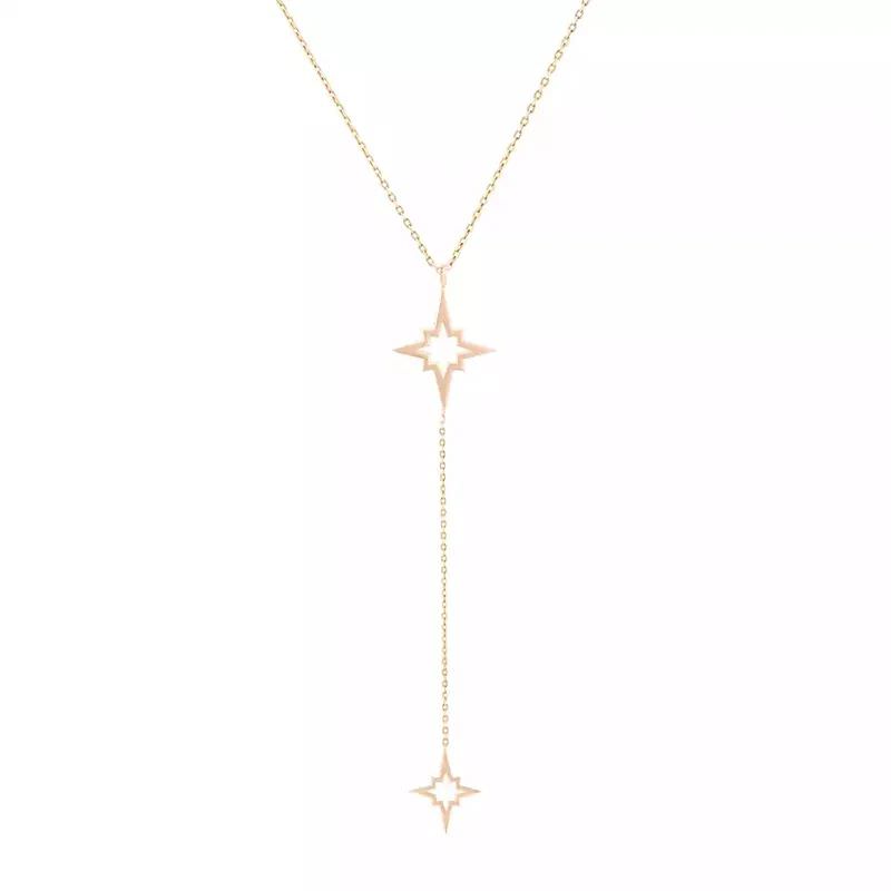 گردنبند طلا 18عیار طرح دو ستاره شش پر