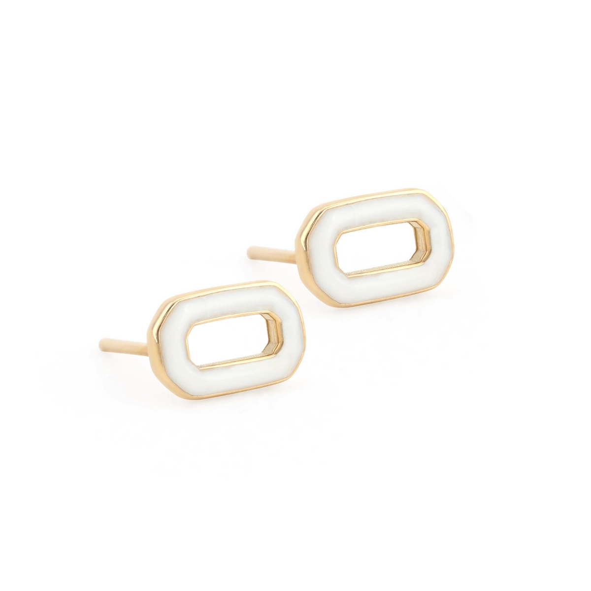 گوشواره طلای 18 عیار بان گالری مدل اکتان سفید